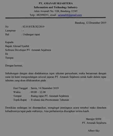 Contoh Surat Undangan Yang Benar Untuk Berbagai Keperluan